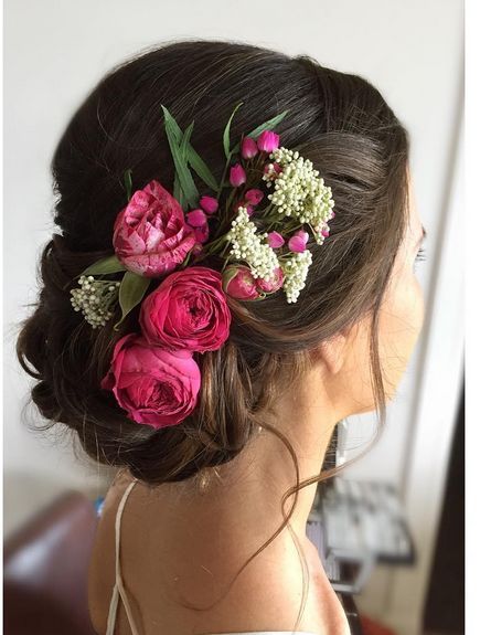 Low Bun with Flowers